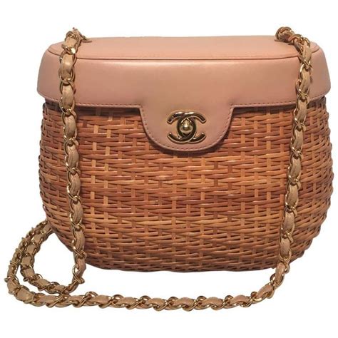 chanel leather wicker basket.